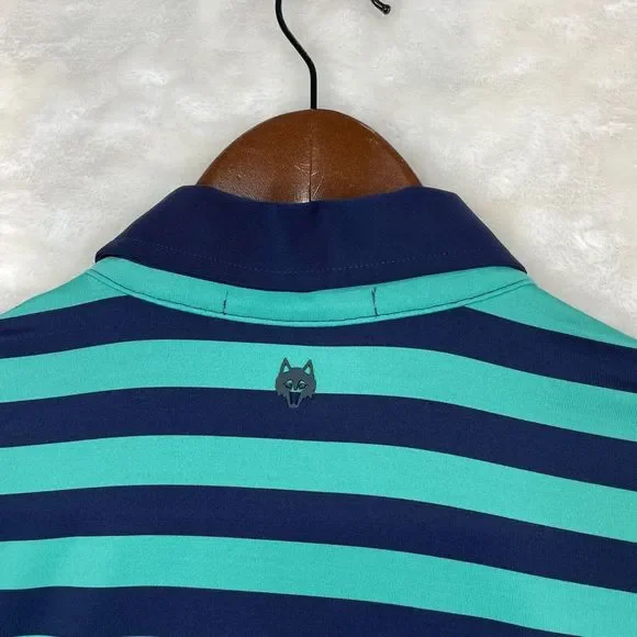 Greyson Polo Shirt Mens Medium Blue Green Striped Performance Stretch Golf * - Picture 11 of 13